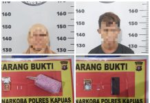 Dua Warga Kapuas Pengedar Sabu Berhasil Ditangkap Saat Transaksi sabu
