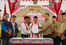 Paslon Terakhir! Diusung 9 Partai, Heriyus-Rahmanto Daftar ke KPU Mura